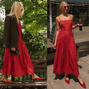 Gianni Bini Red Maxi Dress with Scalloped Hem